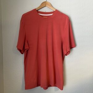 Lululemon Men’s Zeroed In Short Sleeve Shirt Coral Red Athletic Tee Estimated XL